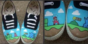 Zapatillas de Super Mario pintadas a mano